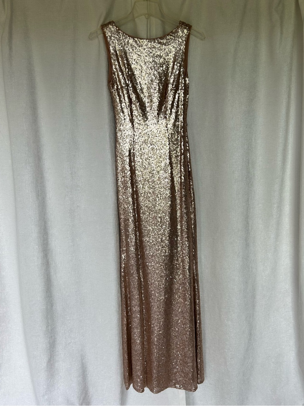 Rose Gold Matte Sequin Dress with Cowl Back